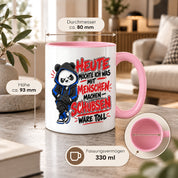Herzbotschaft Tasse Menschen schubsen lustiger Panda Spruch 330 ml