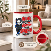Herzbotschaft Tasse Menschen schubsen lustiger Panda Spruch 330 ml