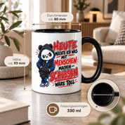 Herzbotschaft Tasse Menschen schubsen lustiger Panda Spruch 330 ml