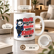 Herzbotschaft Tasse Menschen schubsen lustiger Panda Spruch 330 ml