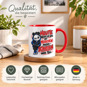 Herzbotschaft Tasse Menschen schubsen lustiger Panda Spruch 330 ml