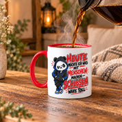Herzbotschaft Tasse Menschen schubsen lustiger Panda Spruch 330 ml