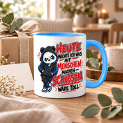 Herzbotschaft Tasse Menschen schubsen lustiger Panda Spruch 330 ml