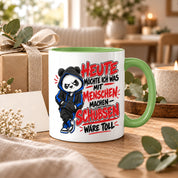 Herzbotschaft Tasse Menschen schubsen lustiger Panda Spruch 330 ml