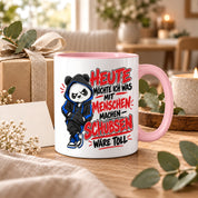Herzbotschaft Tasse Menschen schubsen lustiger Panda Spruch 330 ml