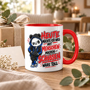 Herzbotschaft Tasse Menschen schubsen lustiger Panda Spruch 330 ml