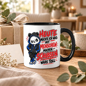 Herzbotschaft Tasse Menschen schubsen lustiger Panda Spruch 330 ml