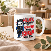 Herzbotschaft Tasse Menschen schubsen lustiger Panda Spruch 330 ml