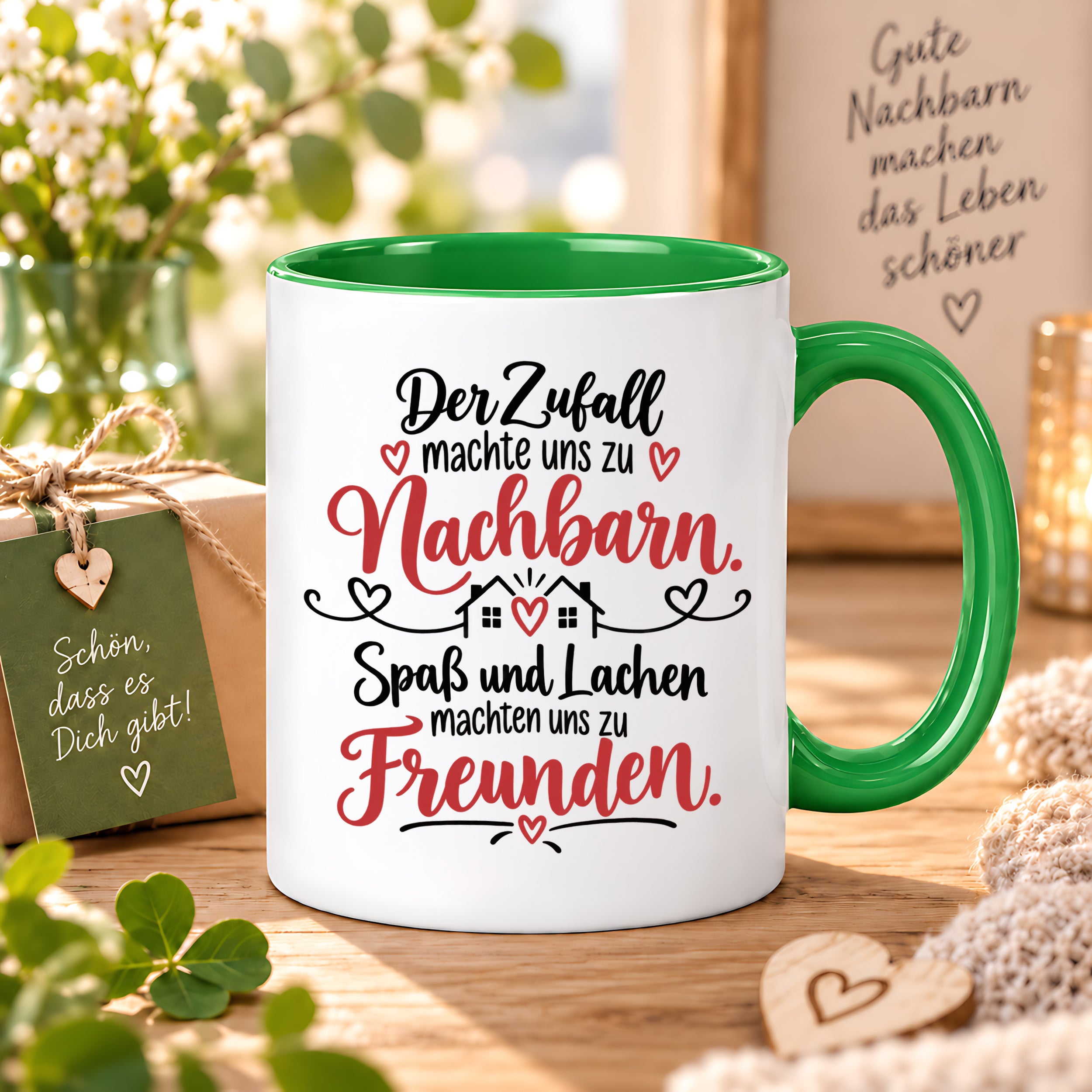 Herzbotschaft Tasse Nachbarn Freunde Geschenk Freundschaft 330 ml