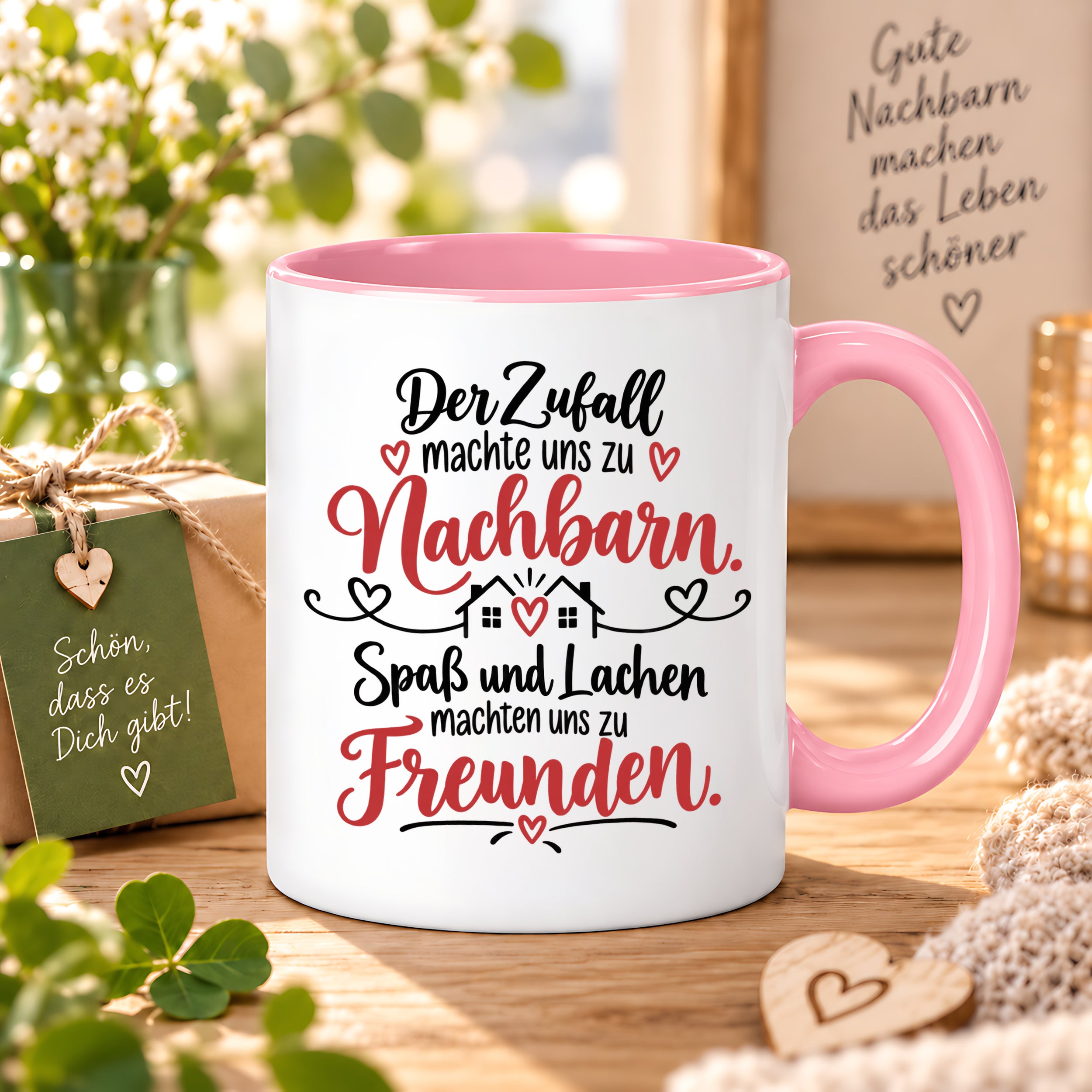 Herzbotschaft Tasse Nachbarn Freunde Geschenk Freundschaft 330 ml