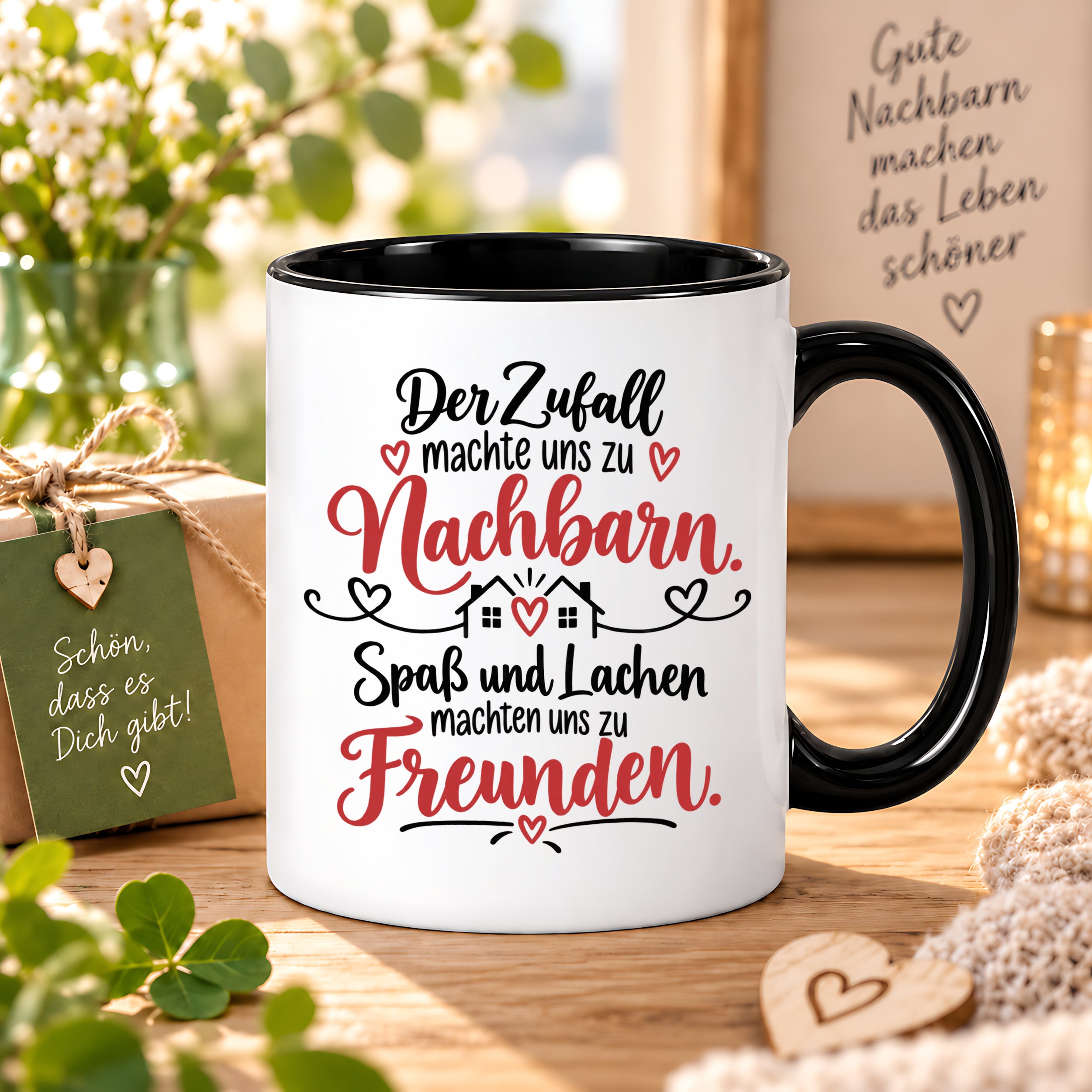 Herzbotschaft Tasse Nachbarn Freunde Geschenk Freundschaft 330 ml