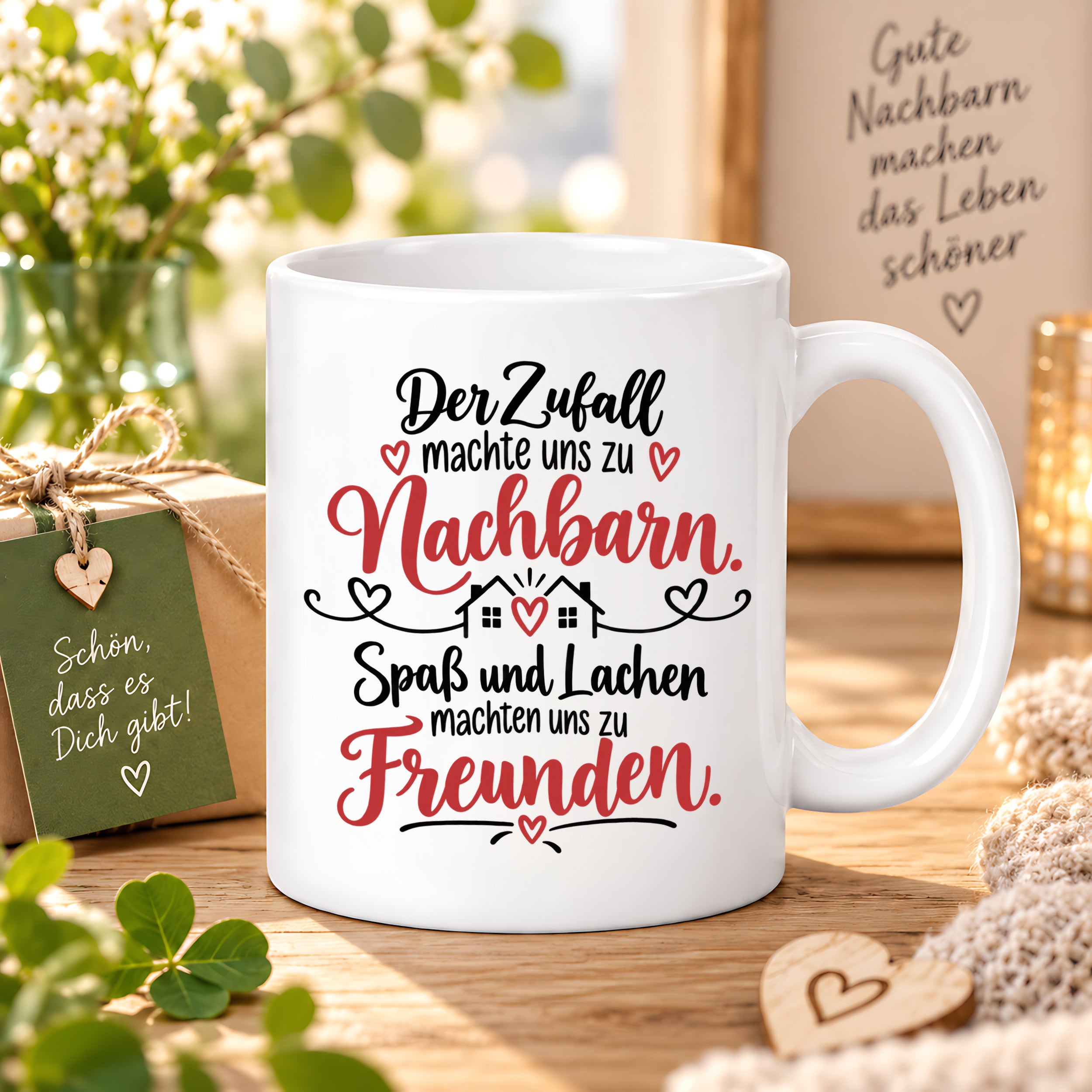 Herzbotschaft Tasse Nachbarn Freunde Geschenk Freundschaft 330 ml