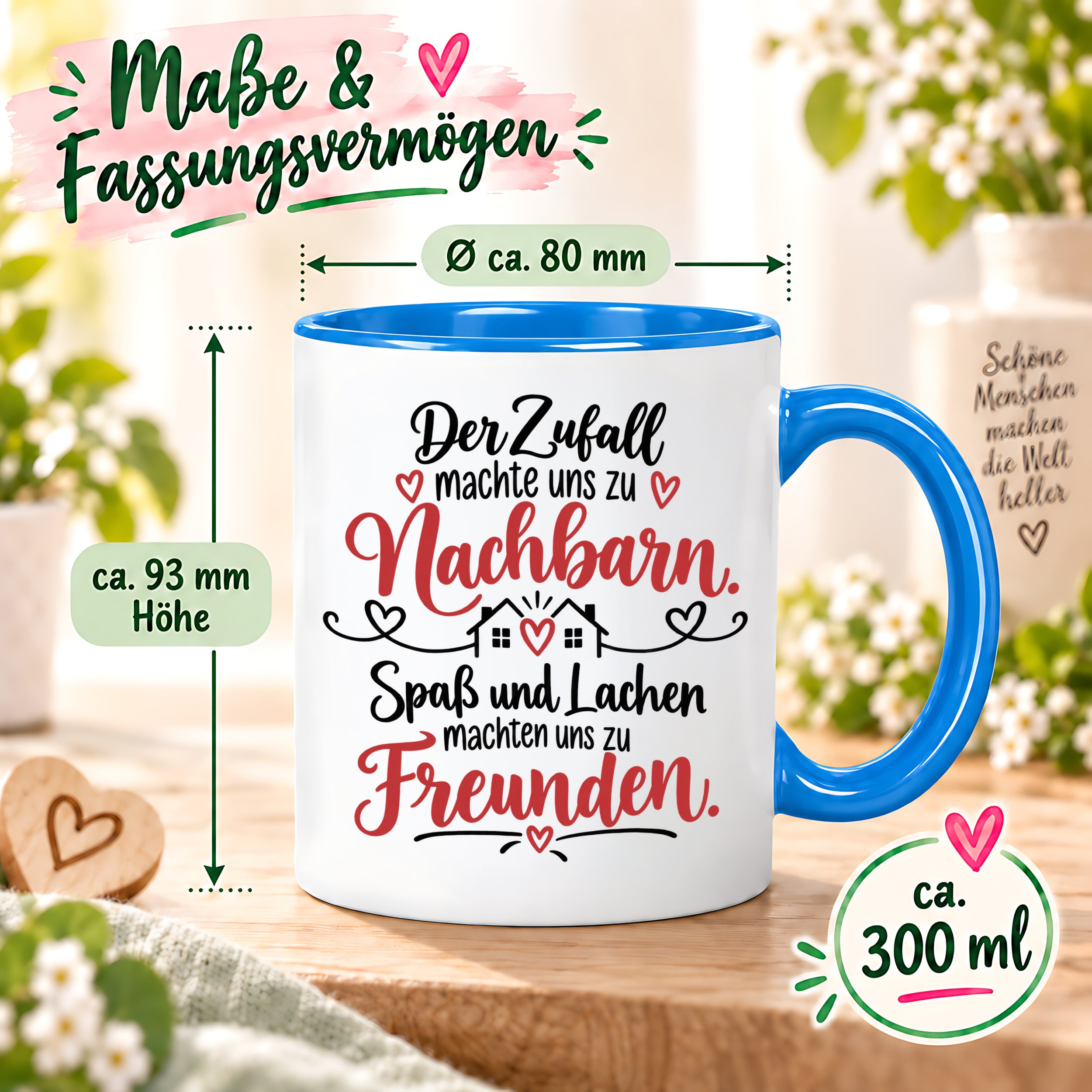 Herzbotschaft Tasse Nachbarn Freunde Geschenk Freundschaft 330 ml