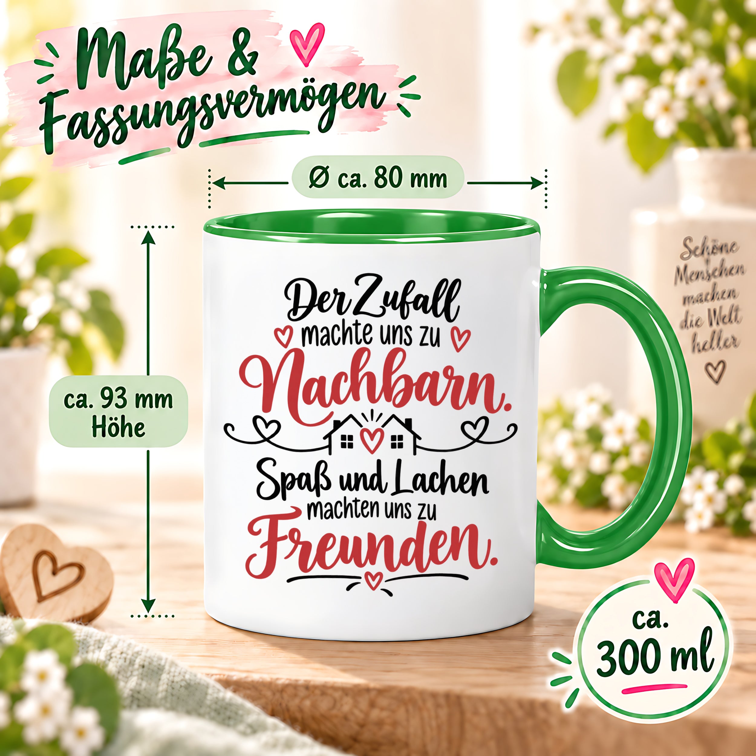 Herzbotschaft Tasse Nachbarn Freunde Geschenk Freundschaft 330 ml