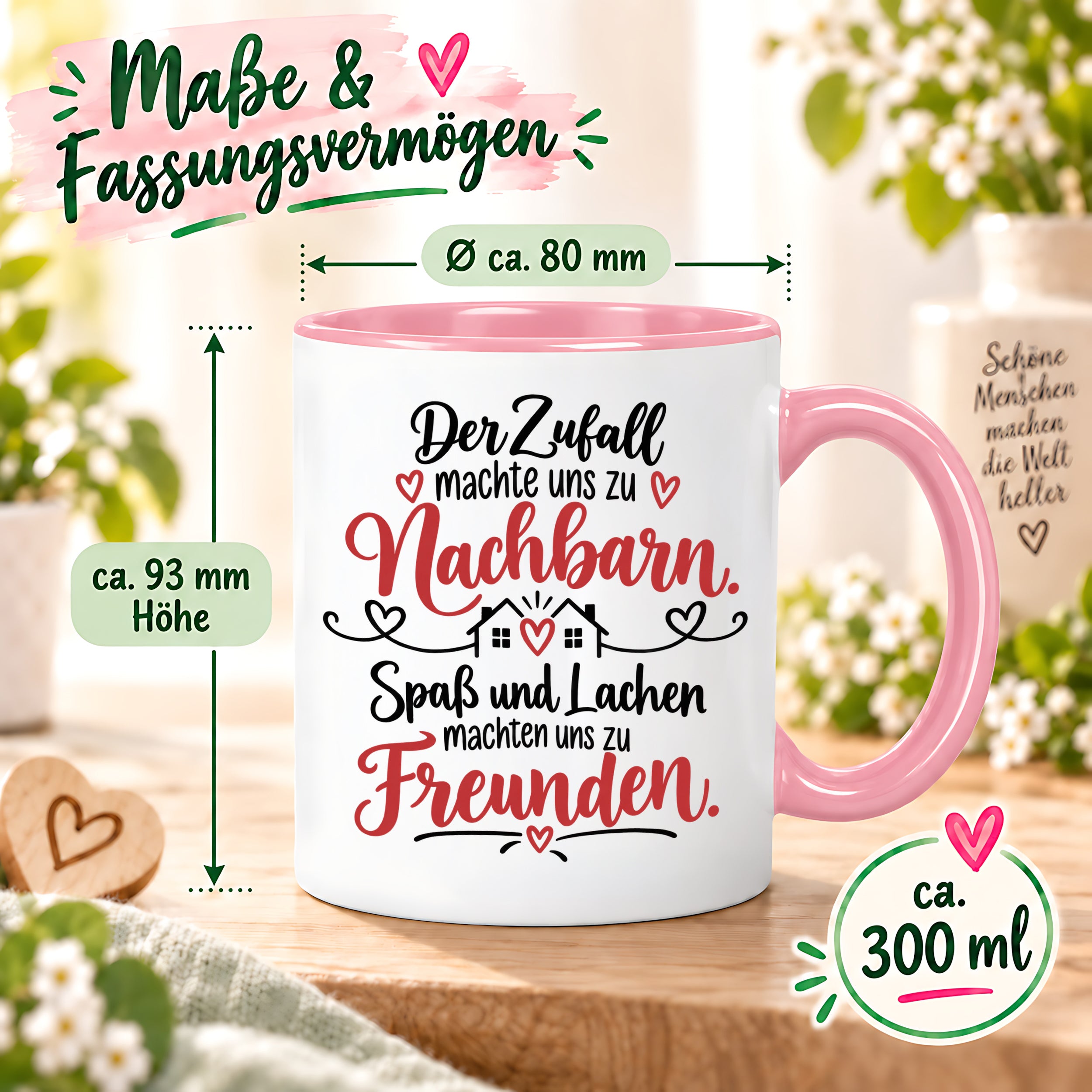 Herzbotschaft Tasse Nachbarn Freunde Geschenk Freundschaft 330 ml