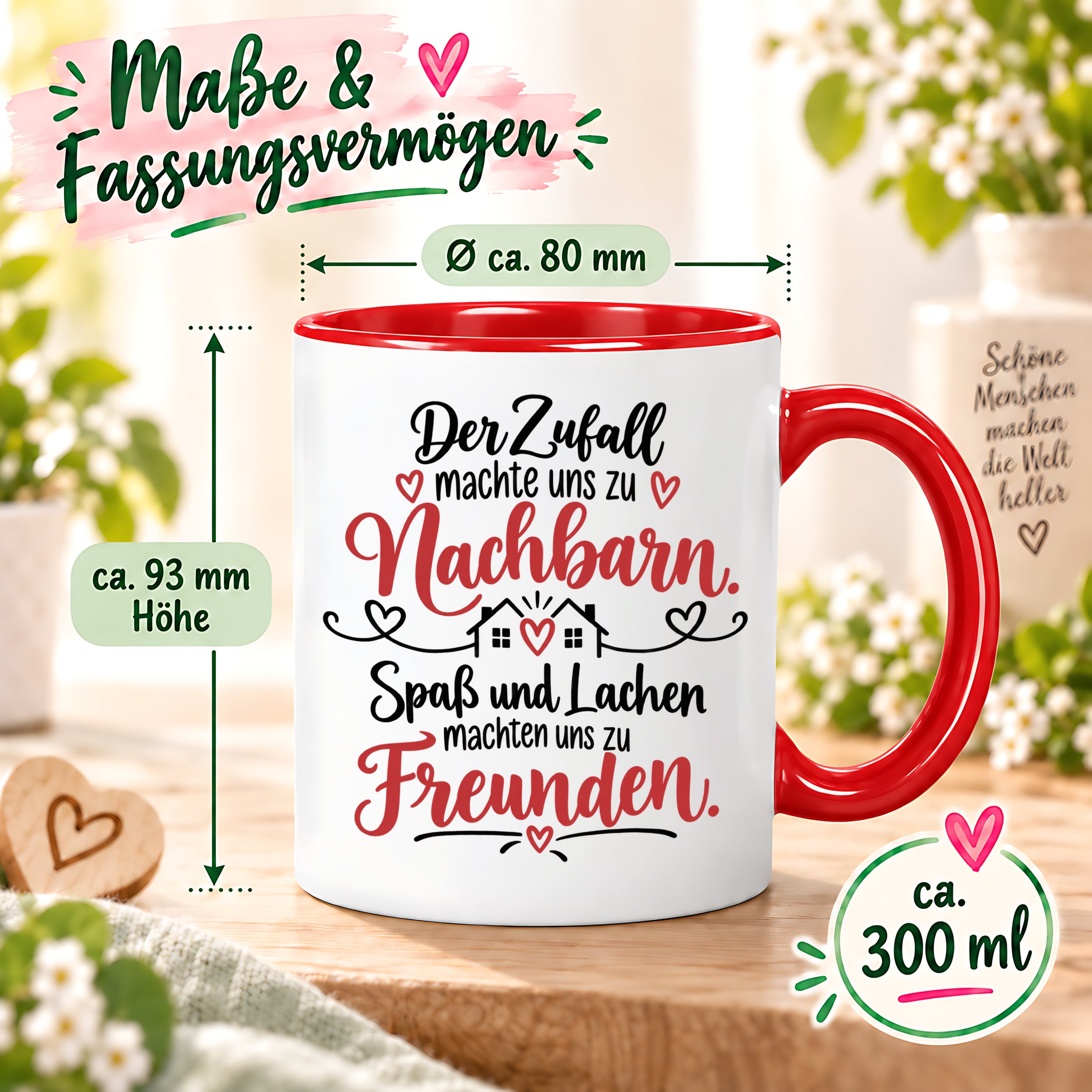 Herzbotschaft Tasse Nachbarn Freunde Geschenk Freundschaft 330 ml