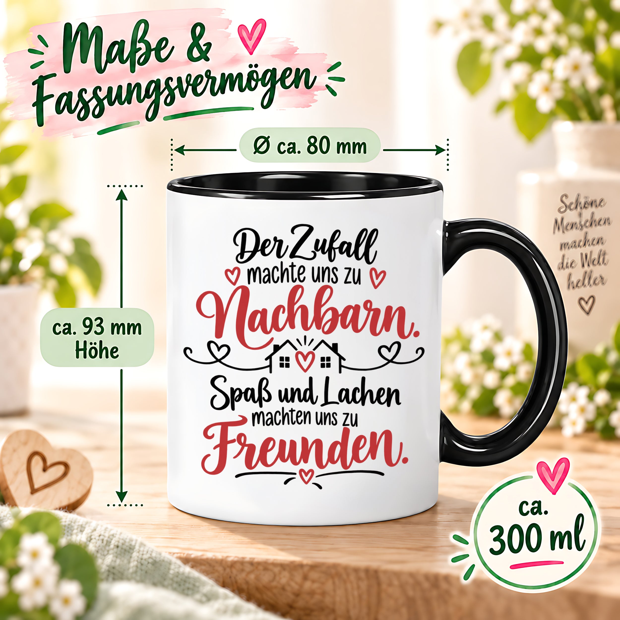 Herzbotschaft Tasse Nachbarn Freunde Geschenk Freundschaft 330 ml