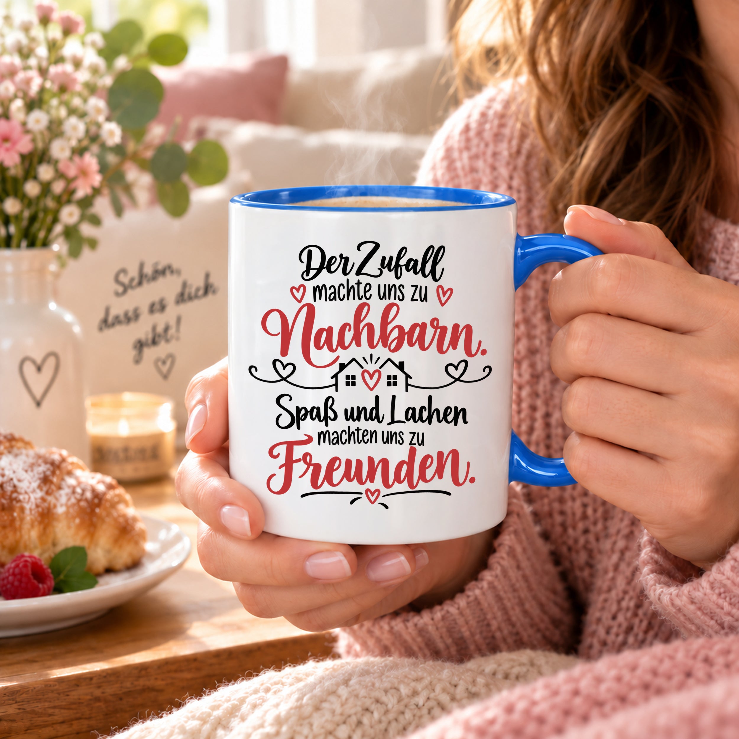 Herzbotschaft Tasse Nachbarn Freunde Geschenk Freundschaft 330 ml