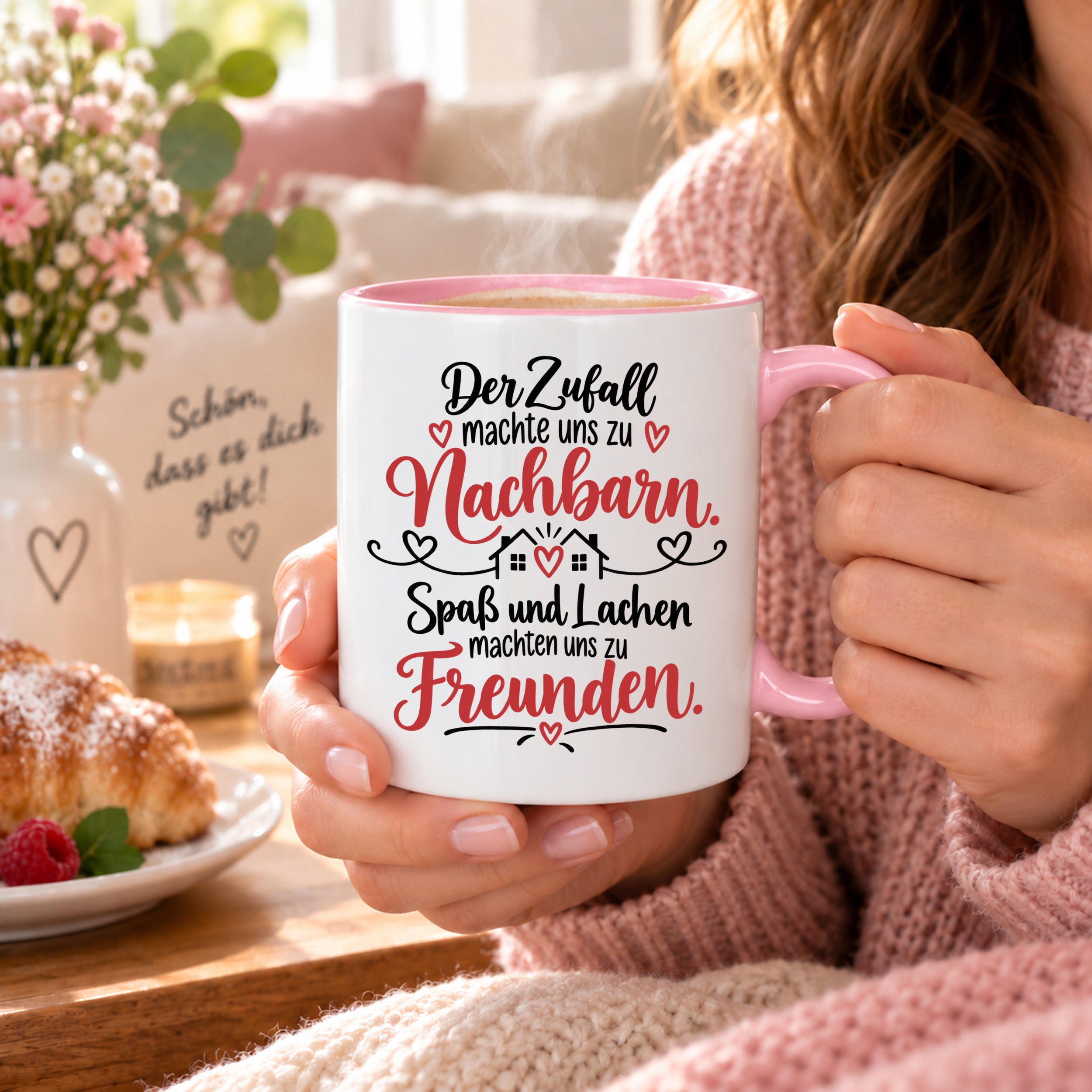Herzbotschaft Tasse Nachbarn Freunde Geschenk Freundschaft 330 ml