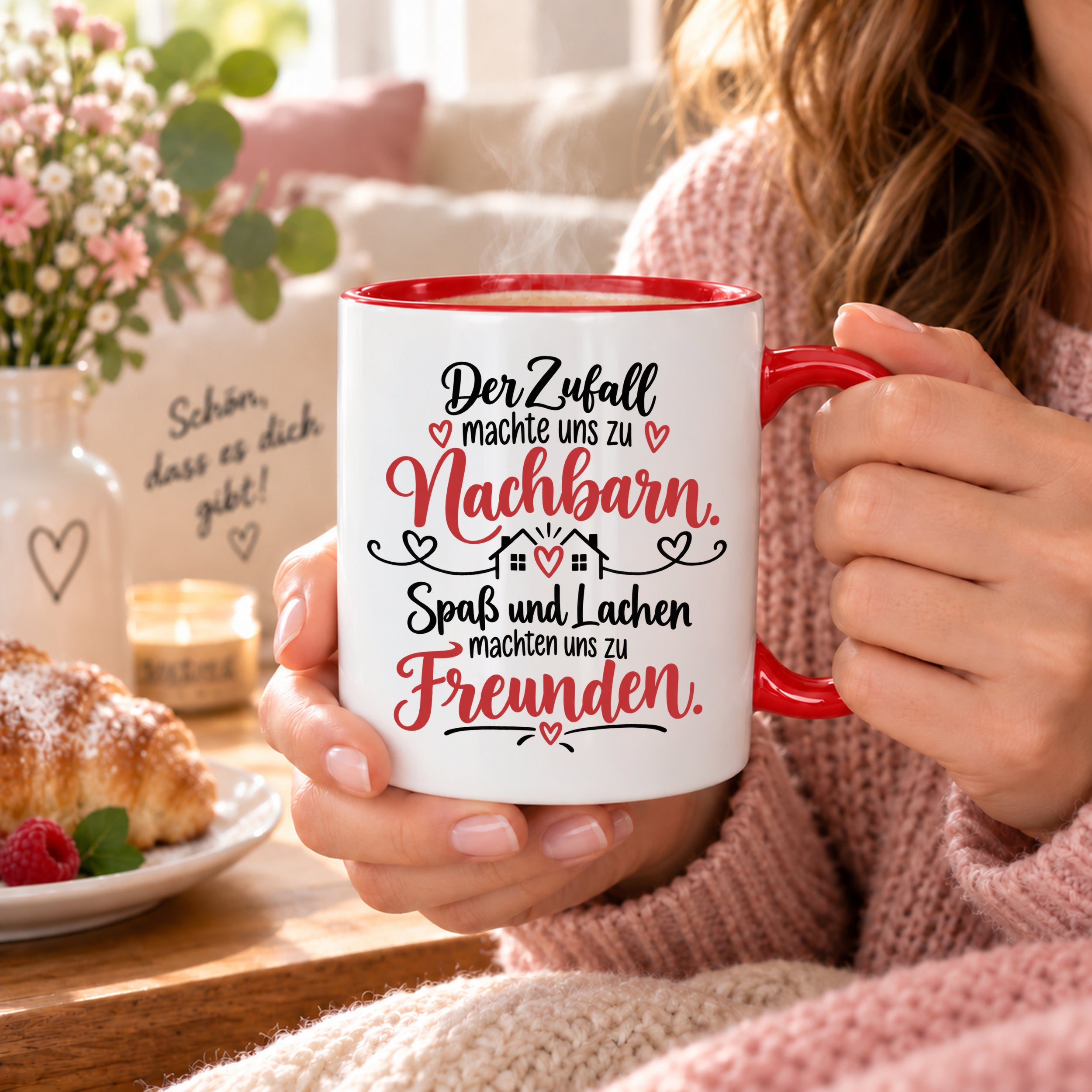 Herzbotschaft Tasse Nachbarn Freunde Geschenk Freundschaft 330 ml