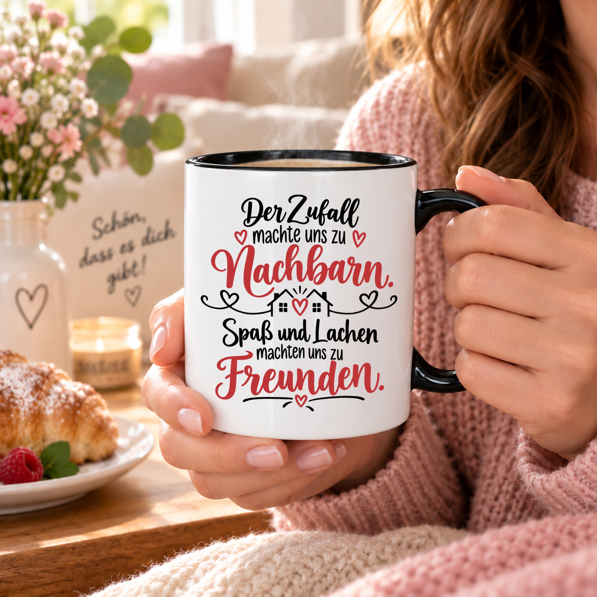 Herzbotschaft Tasse Nachbarn Freunde Geschenk Freundschaft 330 ml