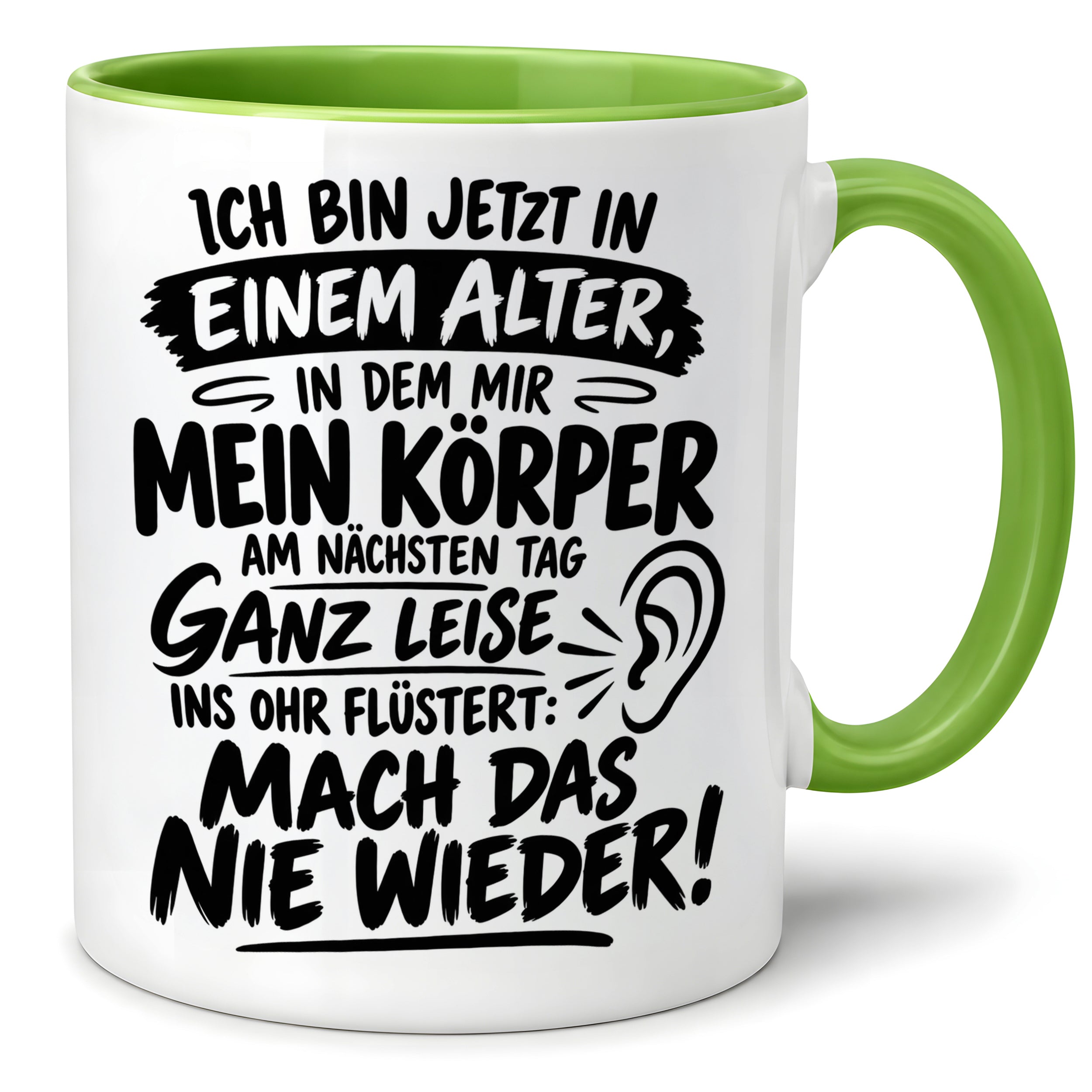 Herzbotschaft Tasse Älterwerden Lustiger Spruch Geschenk 330 ml