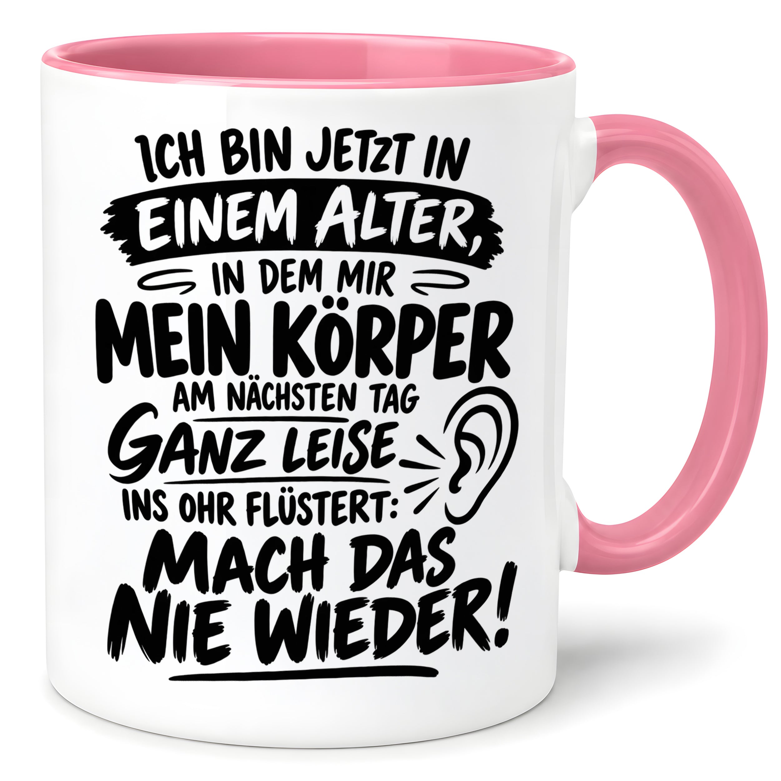 Herzbotschaft Tasse Älterwerden Lustiger Spruch Geschenk 330 ml