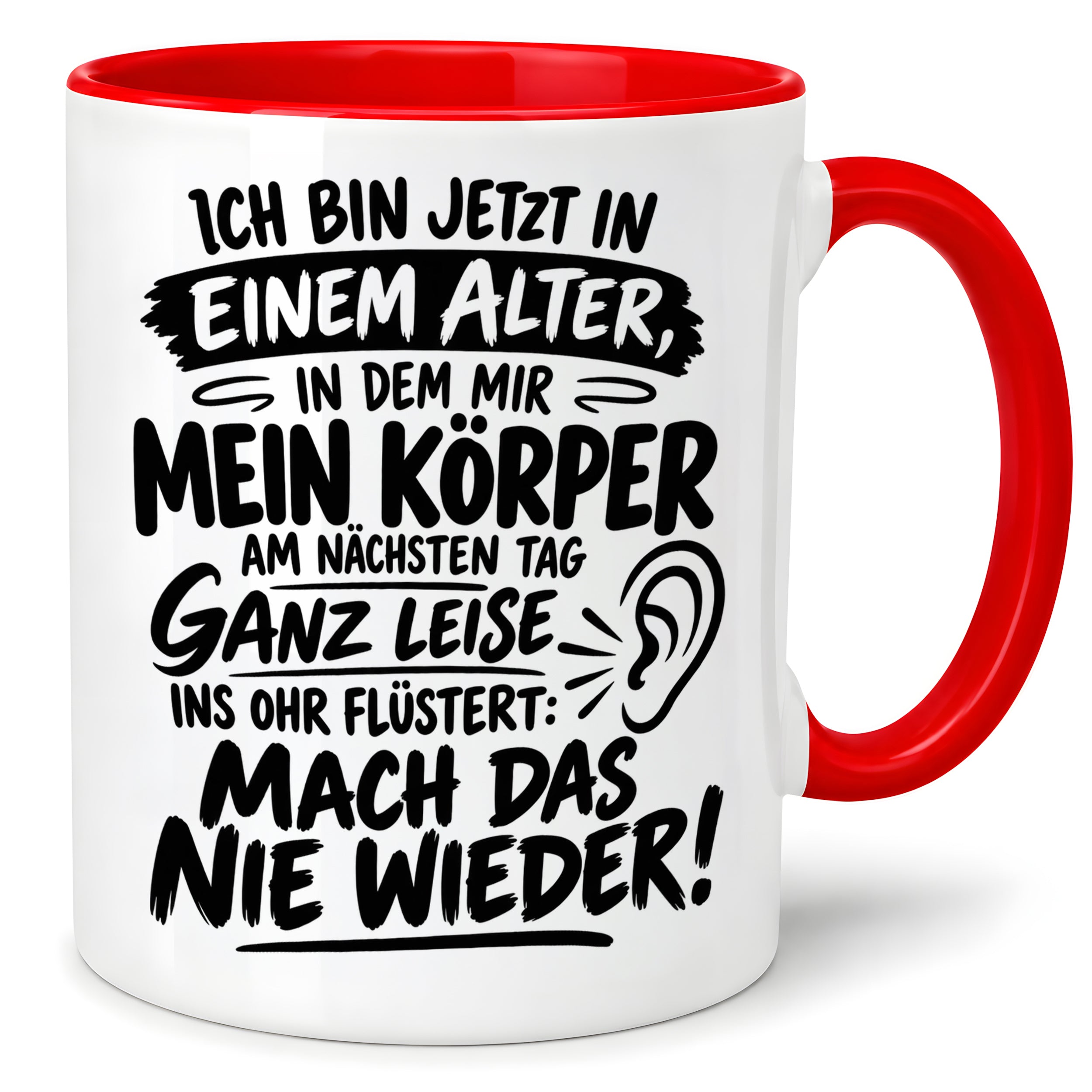 Herzbotschaft Tasse Älterwerden Lustiger Spruch Geschenk 330 ml