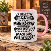 Herzbotschaft Tasse Älterwerden Lustiger Spruch Geschenk 330 ml