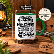 Herzbotschaft Tasse Älterwerden Lustiger Spruch Geschenk 330 ml