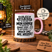 Herzbotschaft Tasse Älterwerden Lustiger Spruch Geschenk 330 ml