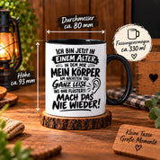Herzbotschaft Tasse Älterwerden Lustiger Spruch Geschenk 330 ml