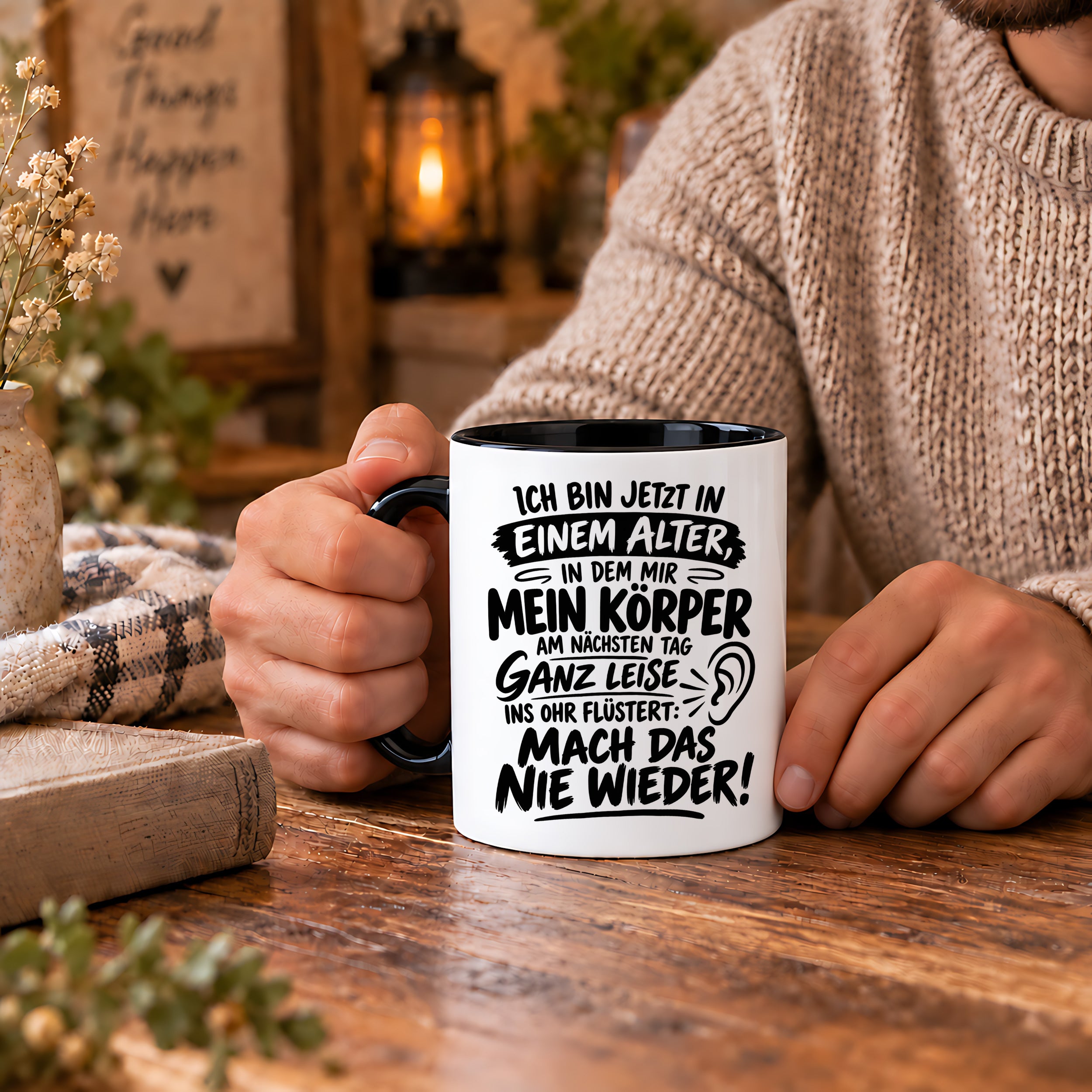 Herzbotschaft Tasse Älterwerden Lustiger Spruch Geschenk 330 ml