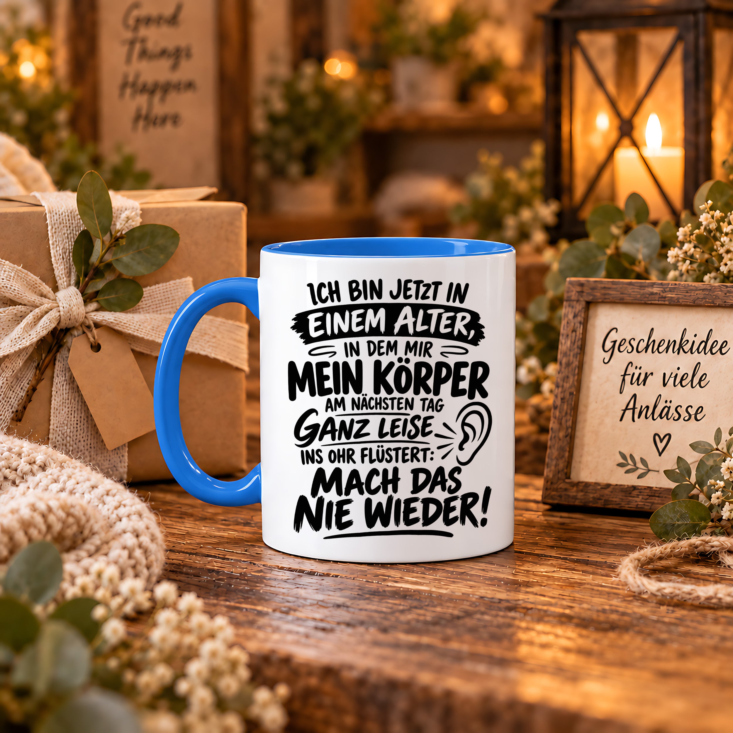 Herzbotschaft Tasse Älterwerden Lustiger Spruch Geschenk 330 ml