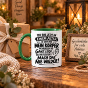 Herzbotschaft Tasse Älterwerden Lustiger Spruch Geschenk 330 ml