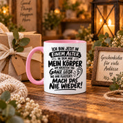Herzbotschaft Tasse Älterwerden Lustiger Spruch Geschenk 330 ml