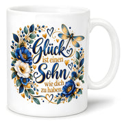 Herzbotschaft Tasse Sohn, Glück ist einen Sohn wie dich zu haben – Geschenk
