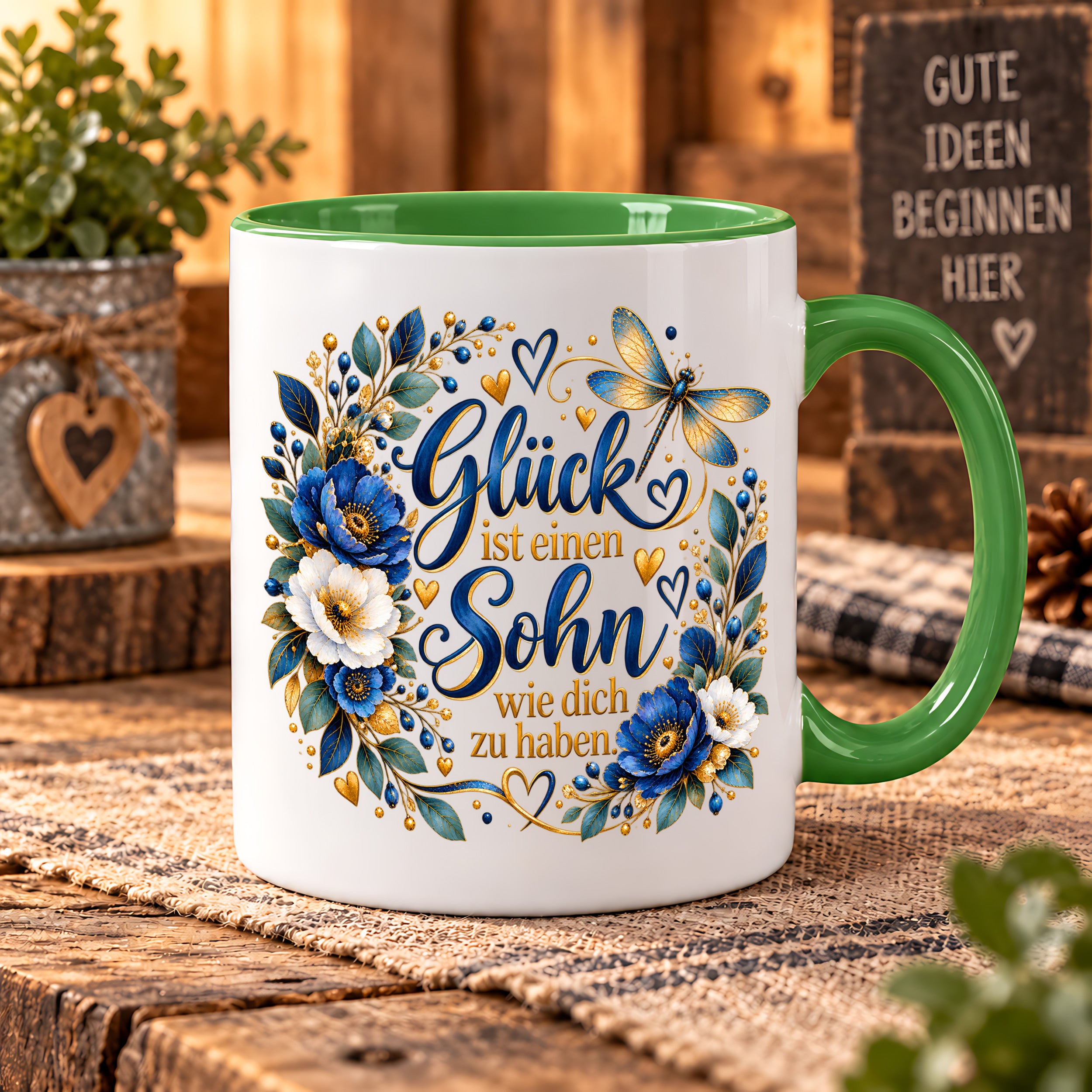 Herzbotschaft Tasse Sohn, Glück ist einen Sohn wie dich zu haben – Geschenk