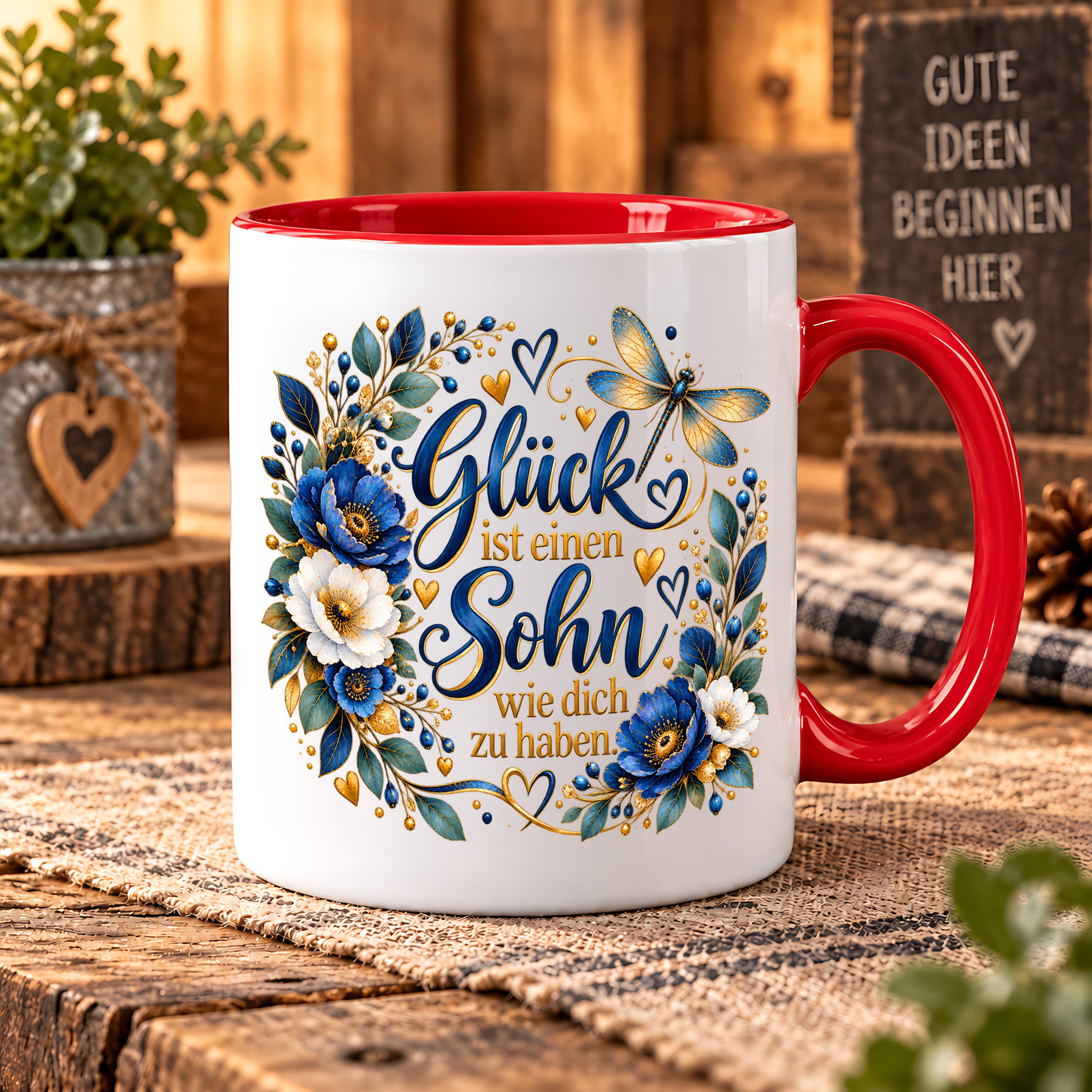 Herzbotschaft Tasse Sohn, Glück ist einen Sohn wie dich zu haben – Geschenk