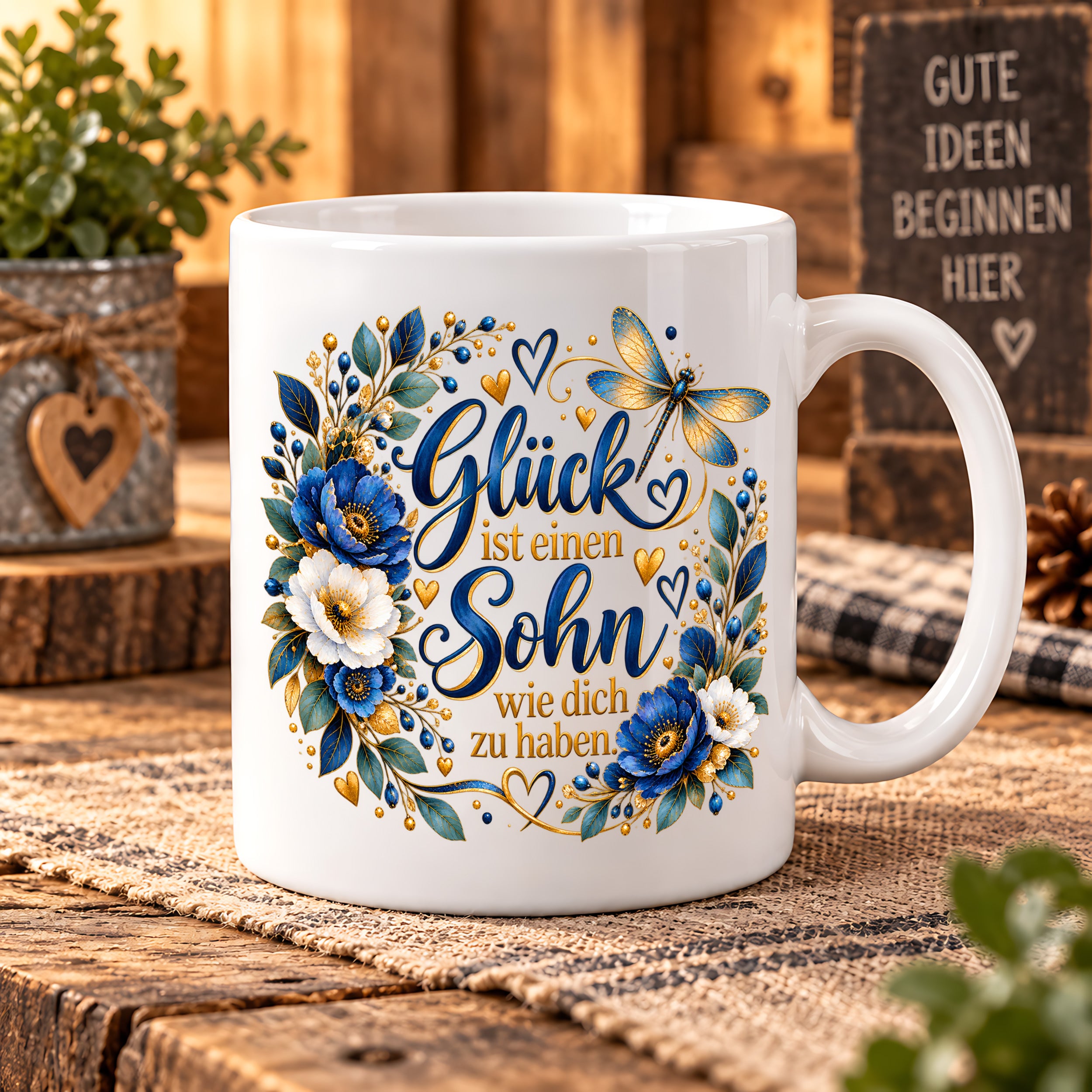 Herzbotschaft Tasse Sohn, Glück ist einen Sohn wie dich zu haben – Geschenk