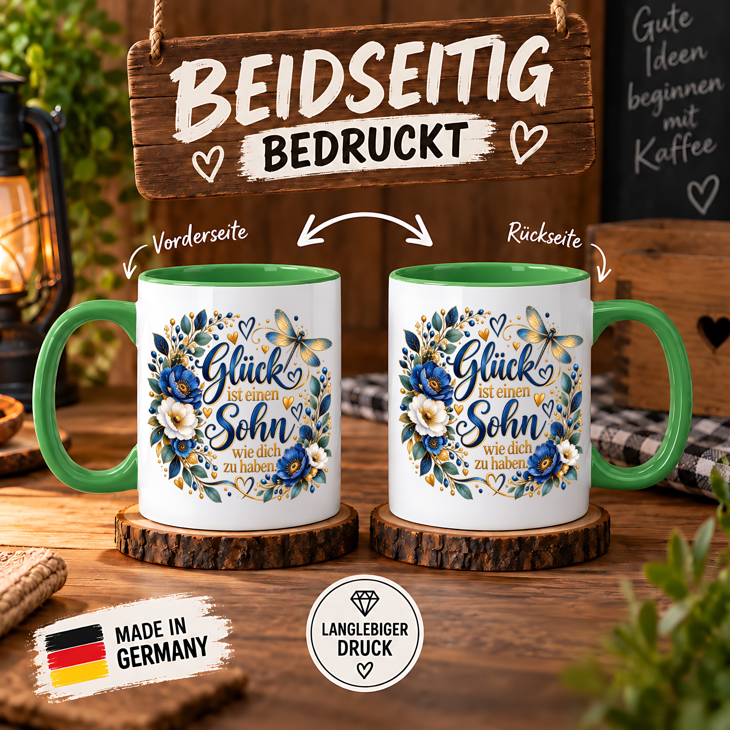 Herzbotschaft Tasse Sohn, Glück ist einen Sohn wie dich zu haben – Geschenk