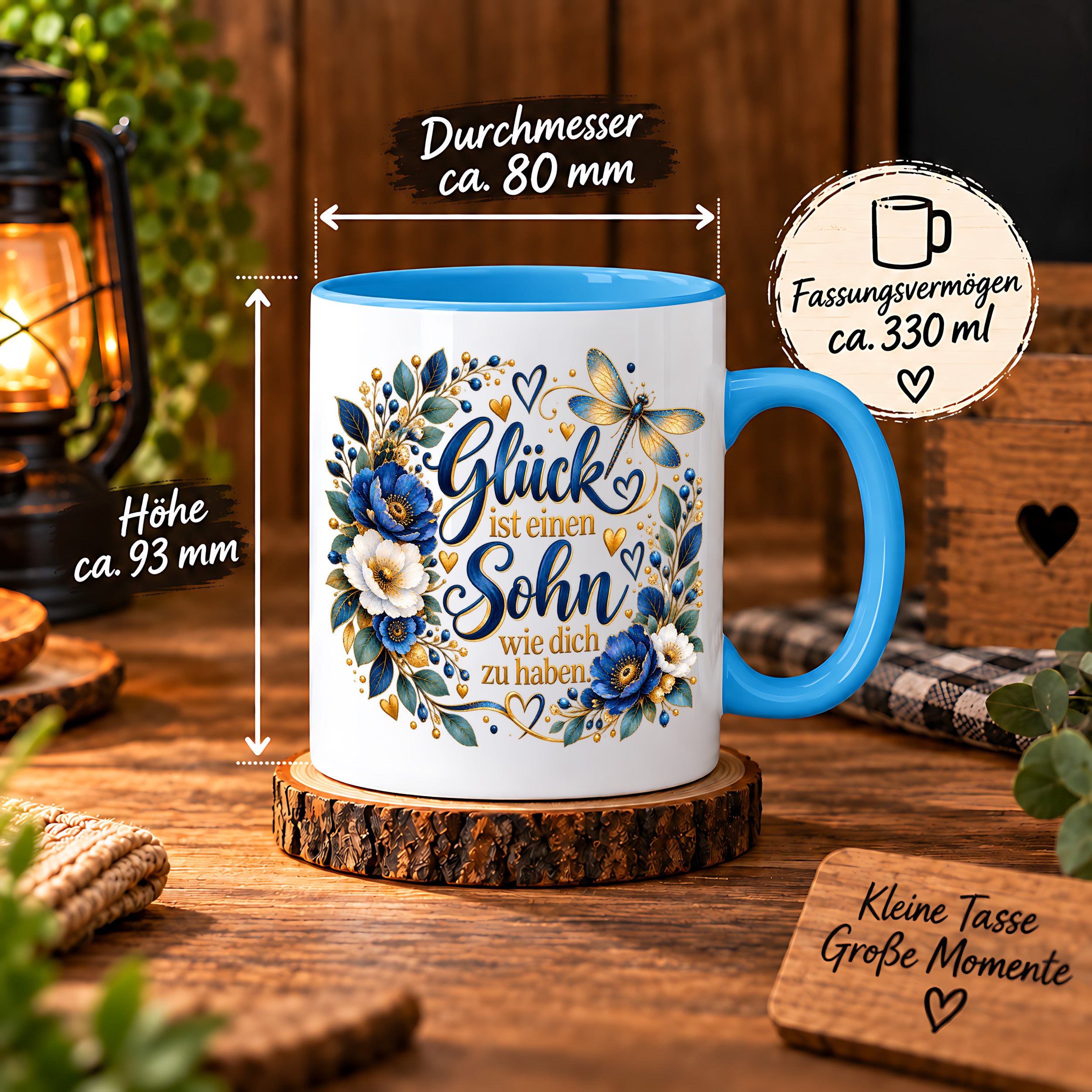Herzbotschaft Tasse Sohn, Glück ist einen Sohn wie dich zu haben – Geschenk