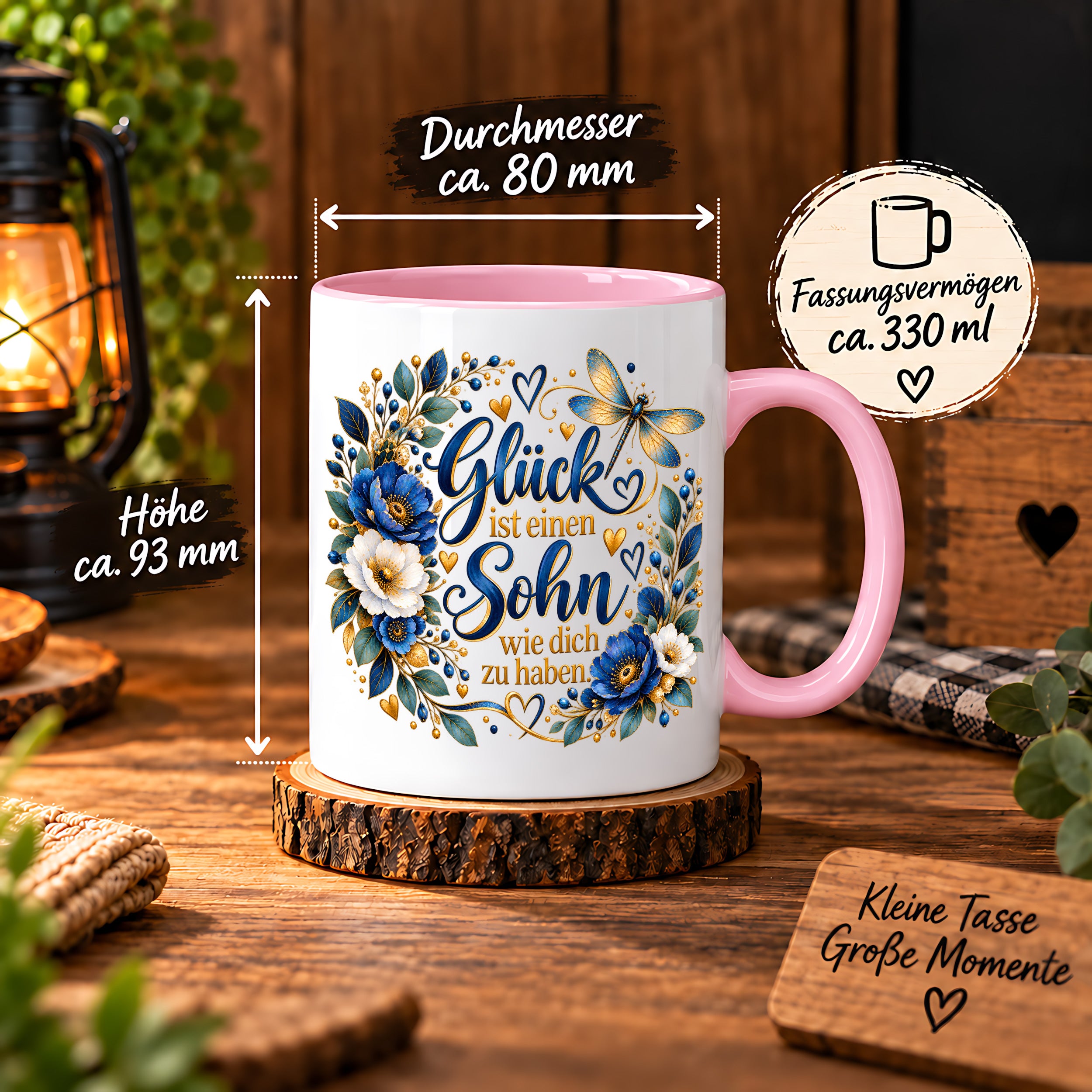 Herzbotschaft Tasse Sohn, Glück ist einen Sohn wie dich zu haben – Geschenk