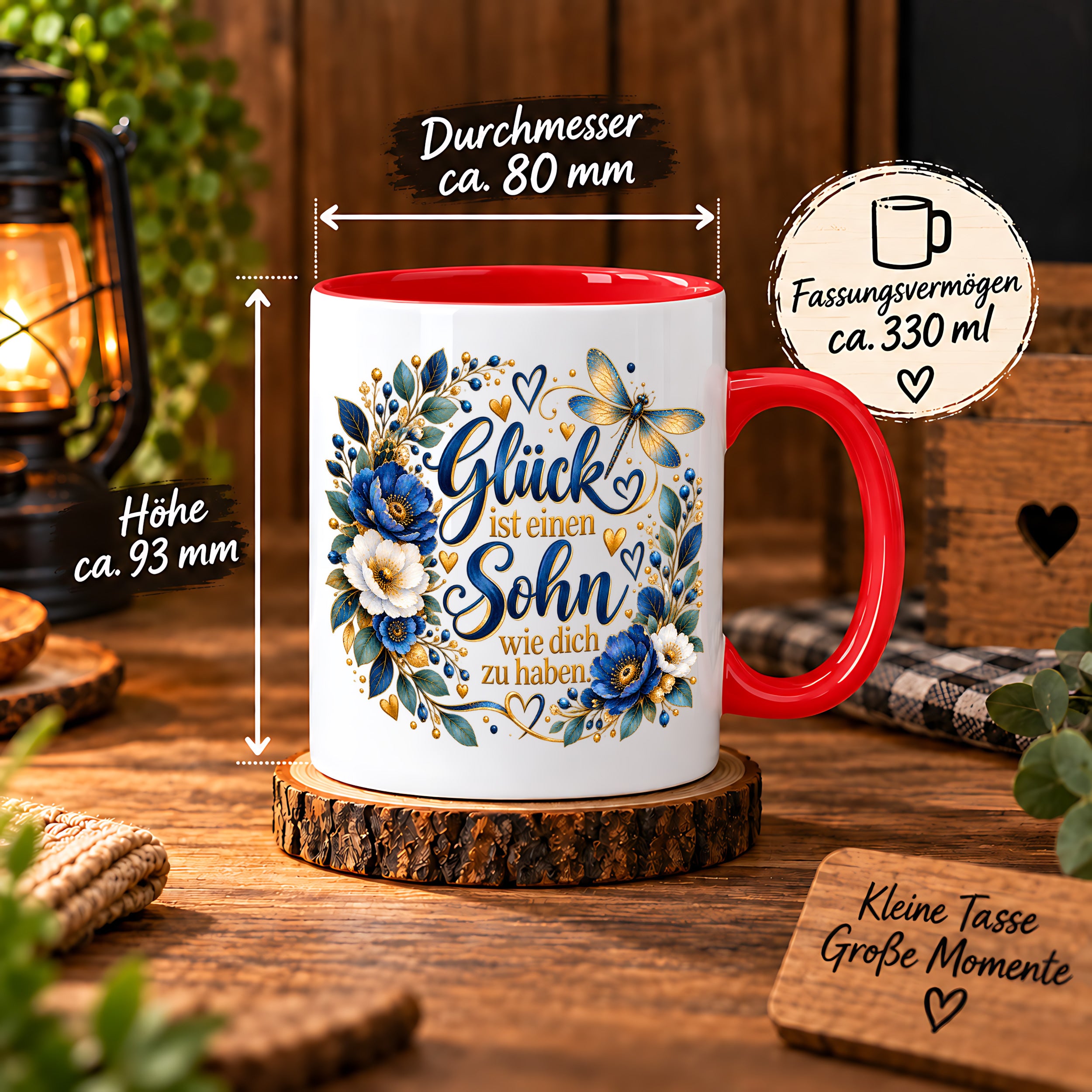 Herzbotschaft Tasse Sohn, Glück ist einen Sohn wie dich zu haben – Geschenk