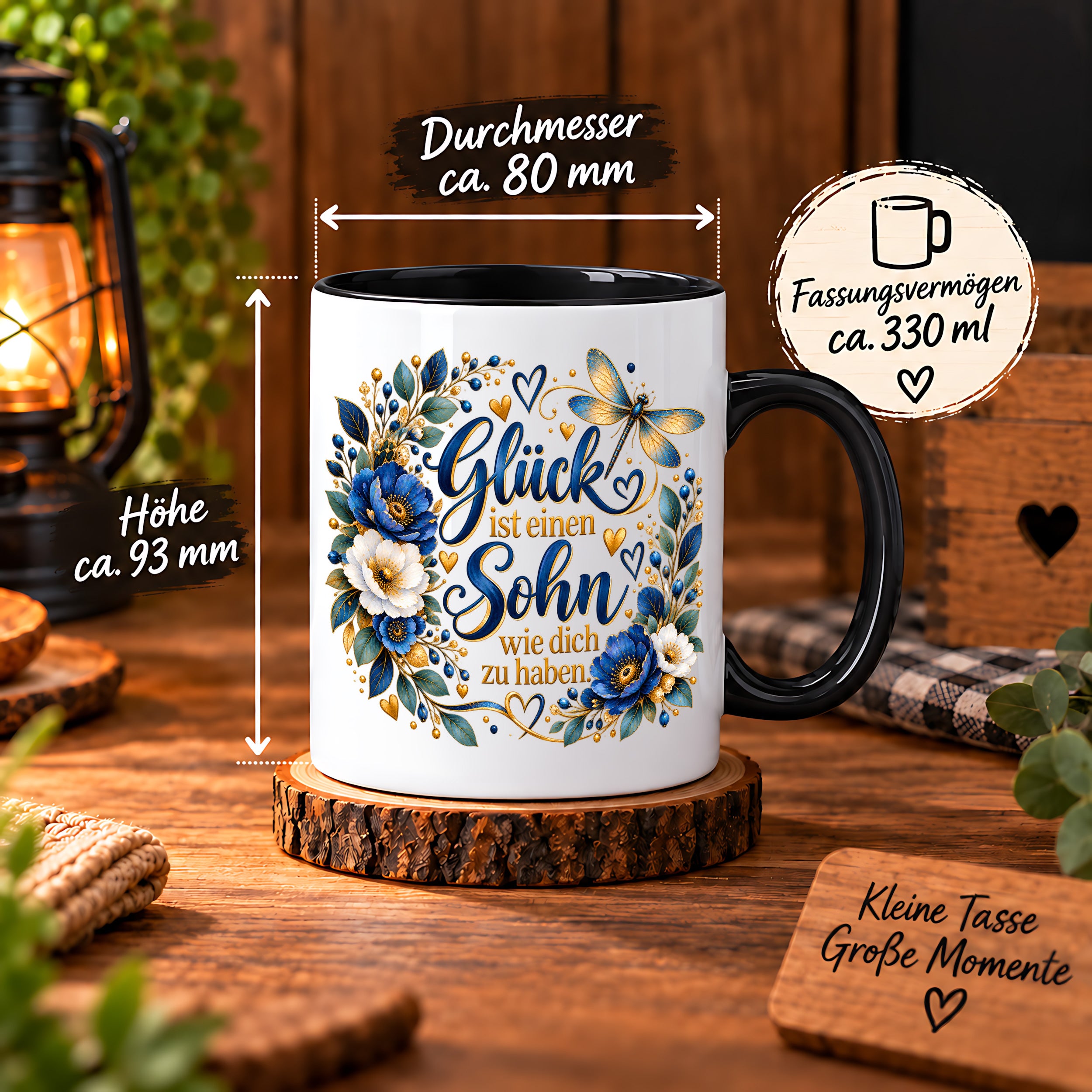 Herzbotschaft Tasse Sohn, Glück ist einen Sohn wie dich zu haben – Geschenk