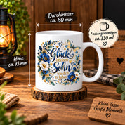 Herzbotschaft Tasse Sohn, Glück ist einen Sohn wie dich zu haben – Geschenk