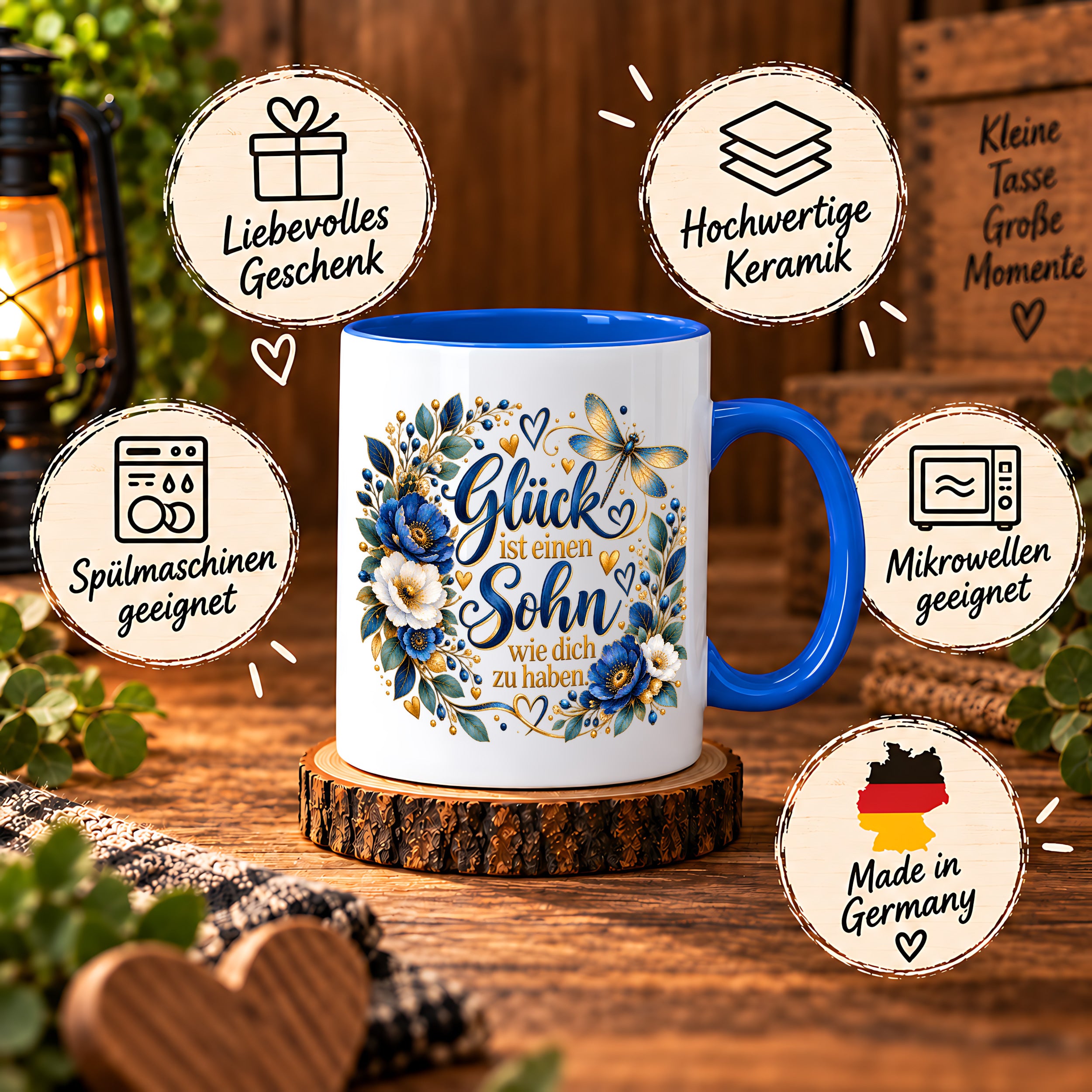 Herzbotschaft Tasse Sohn, Glück ist einen Sohn wie dich zu haben – Geschenk