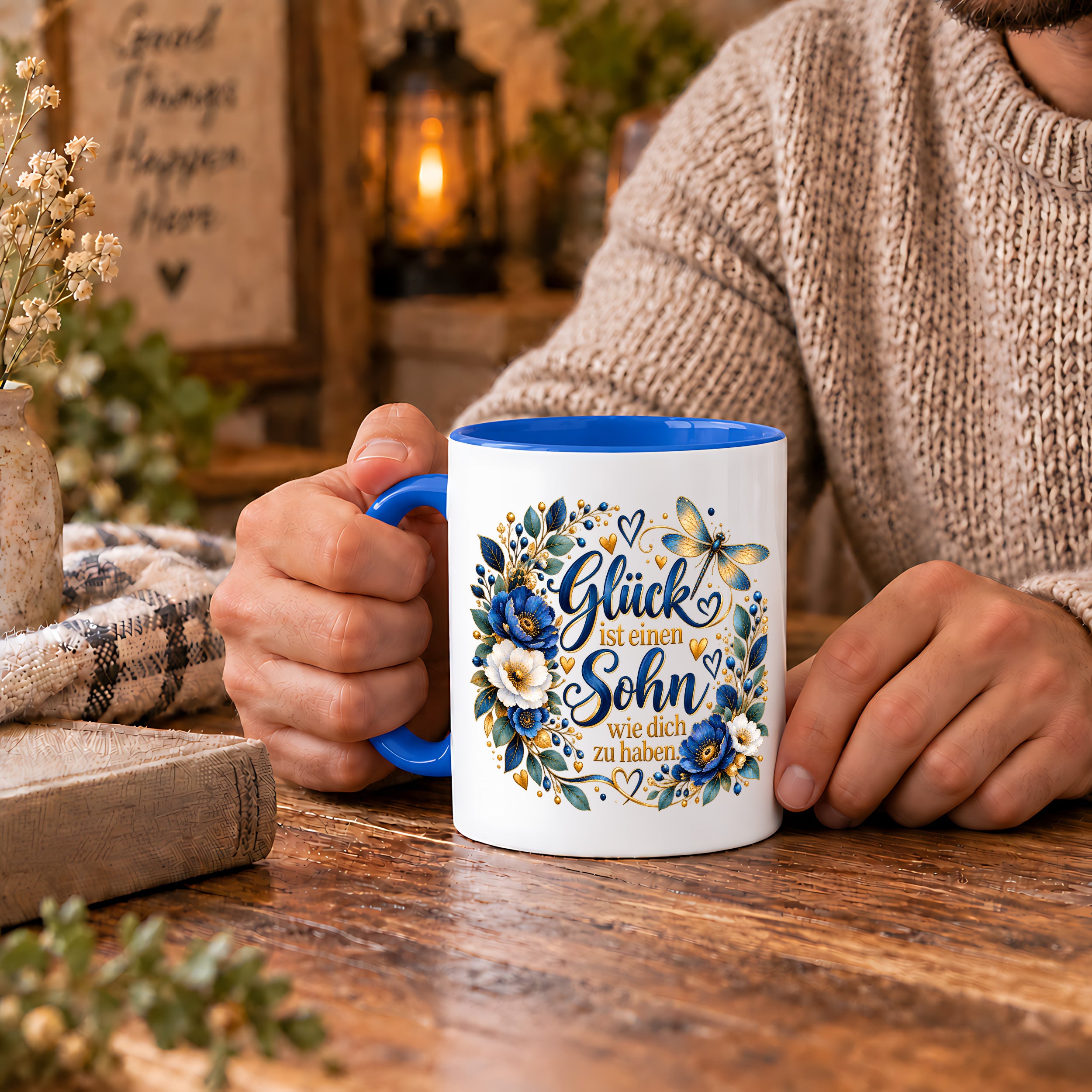 Herzbotschaft Tasse Sohn, Glück ist einen Sohn wie dich zu haben – Geschenk