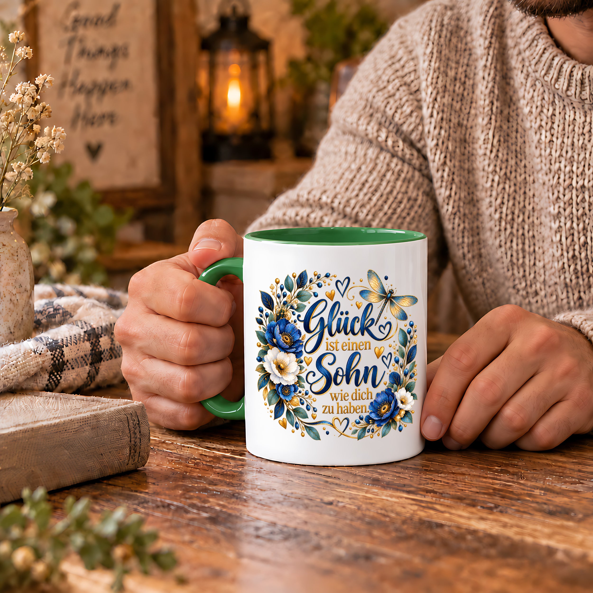 Herzbotschaft Tasse Sohn, Glück ist einen Sohn wie dich zu haben – Geschenk