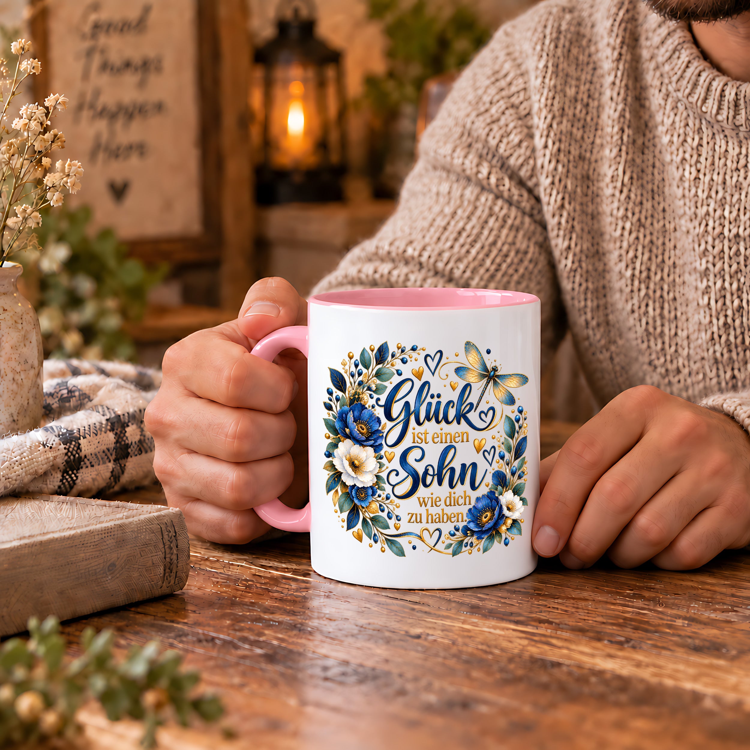Herzbotschaft Tasse Sohn, Glück ist einen Sohn wie dich zu haben – Geschenk